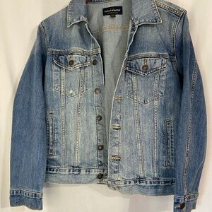 LUCKY BRAND Jean Jacket THE TOMBOY TRUCKER Blue Denim Women's LARGE Distressed